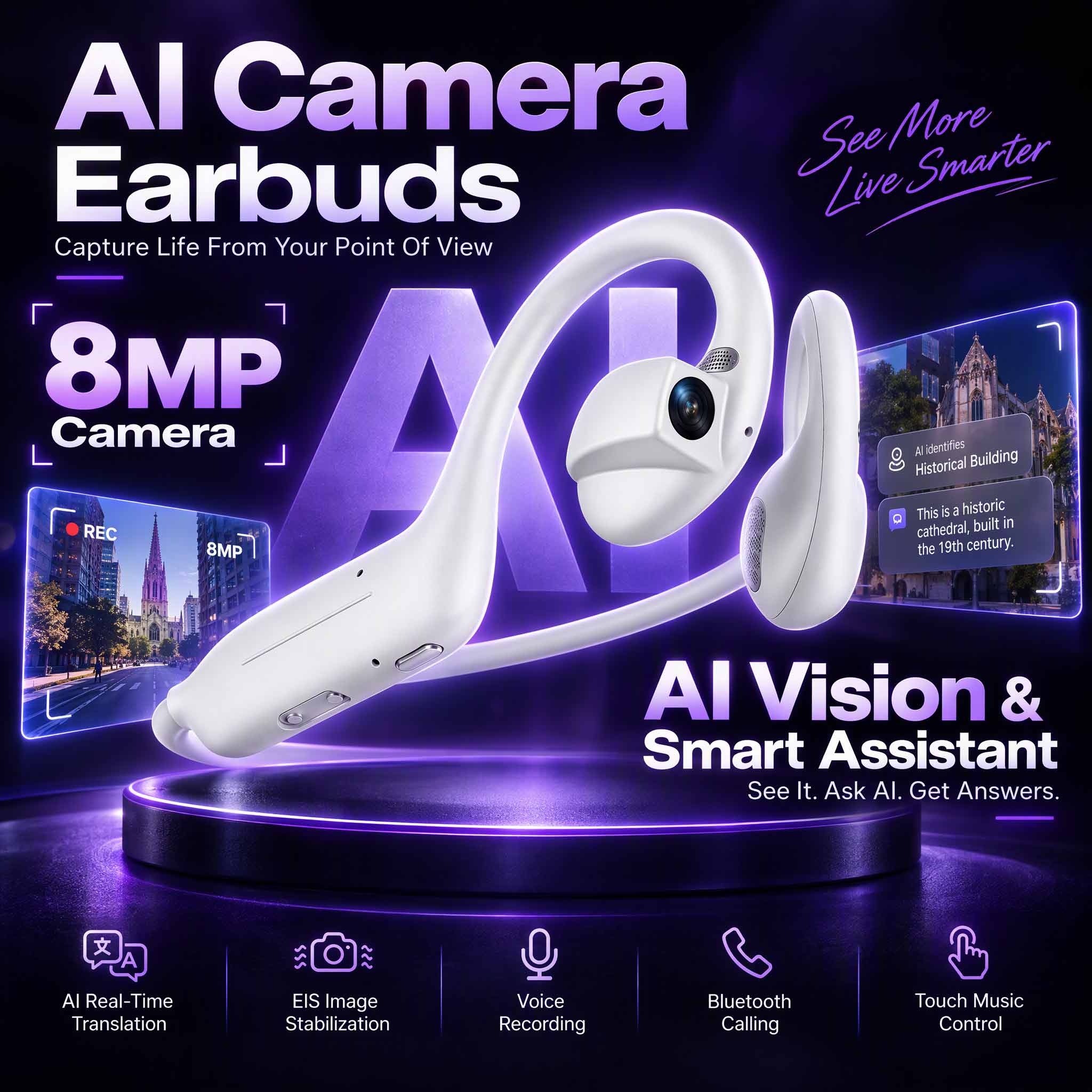 Hot New AI Smart Camera Earbud - Wireless Charger ulasan dan harga