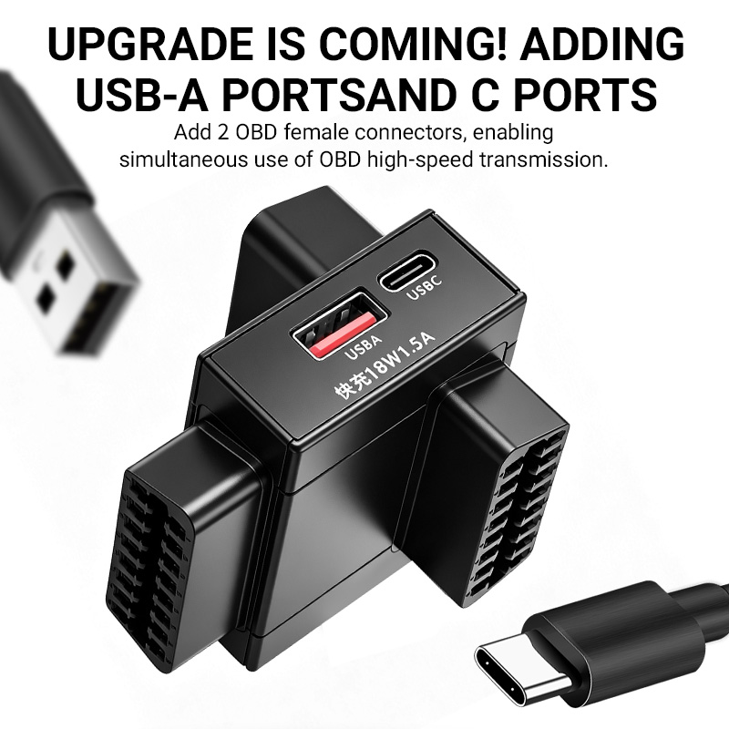 OBD2 Splitter Adapter 1 To 2 w - Usb Charger ulasan dan harga